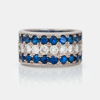 612. A sapphire and diamond ring.