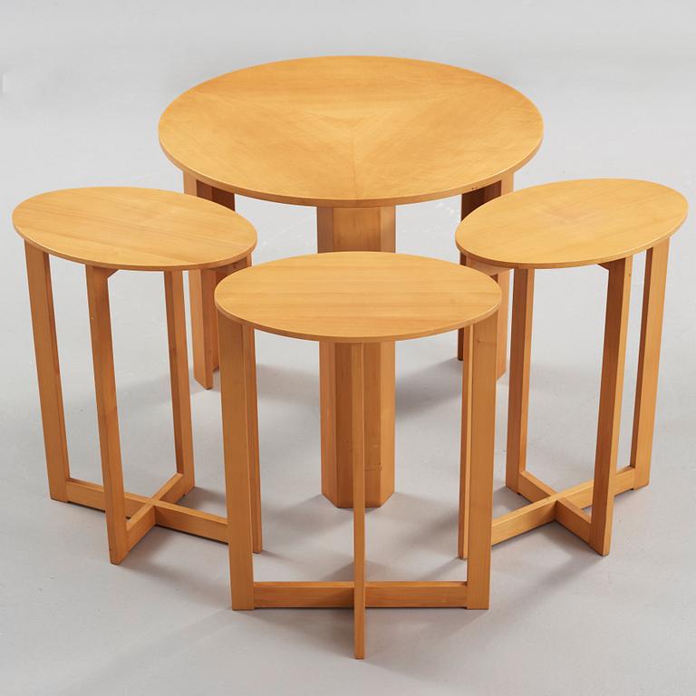 A HI-gruppen nest of four cherry tables, Stig Lönngren, Lars Larsson, Sweden 1974.