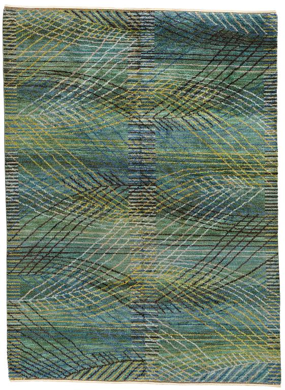 Barbro Nilsson, MATTA, "Marina, grön", rya, ca 310 x 226 cm, signerad AB MMF BN.
