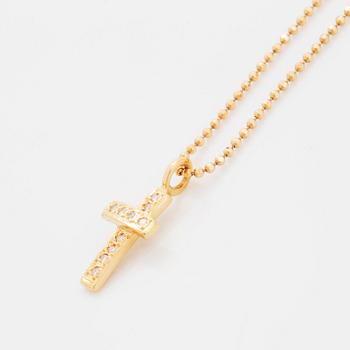 Efva Attling, 18K gold and brilliant-cut diamond cross pendant.