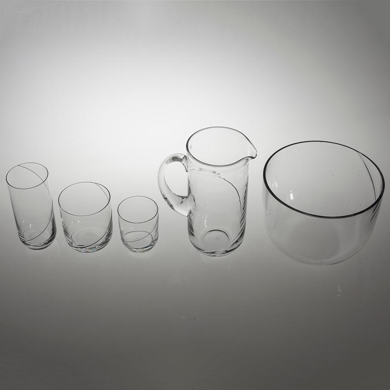 44 pieces of glass table ware, "Line" designed by Anna Ehrer for Kosta Boda.