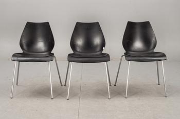 STOLAR, 3 st, "Maui", Vico Magistretti för Kartell, Italien, märkta.