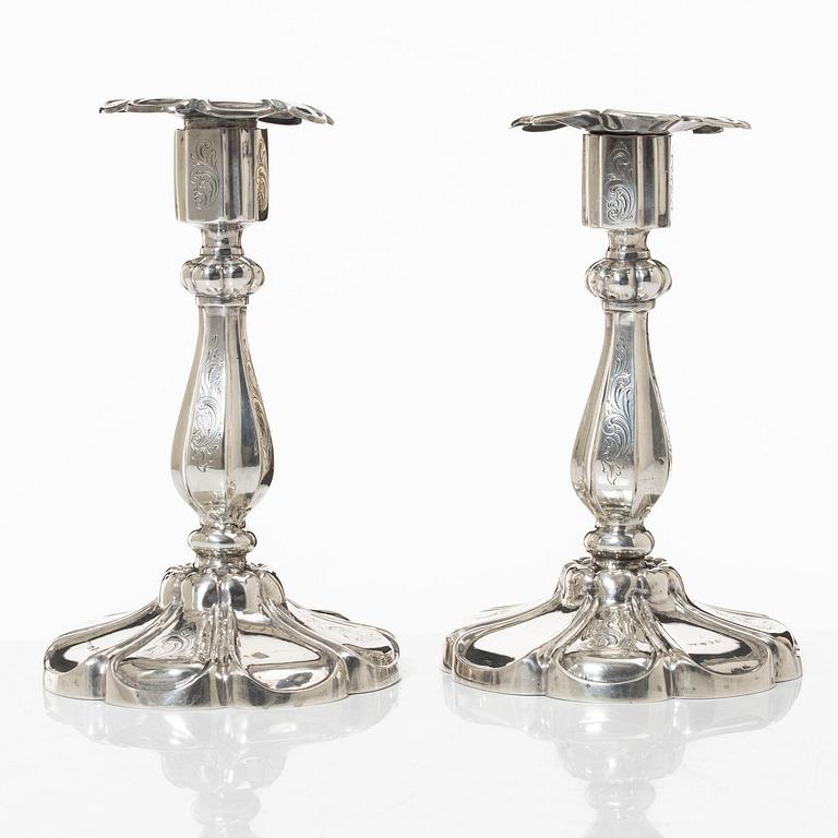 Candelsticks, a pair of silver, Cristopher Creutz Stockholm 1855.