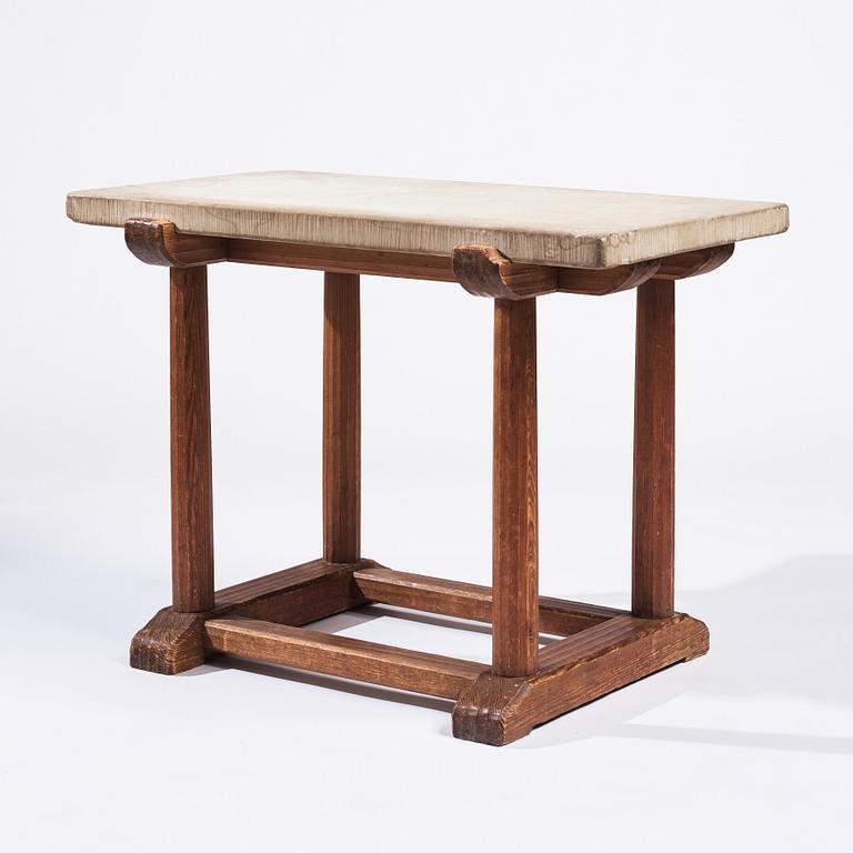 Axel Einar Hjorth, a stained pine and limestone top "Sandhamn" table, Nordiska Kompaniet, Sweden 1931.