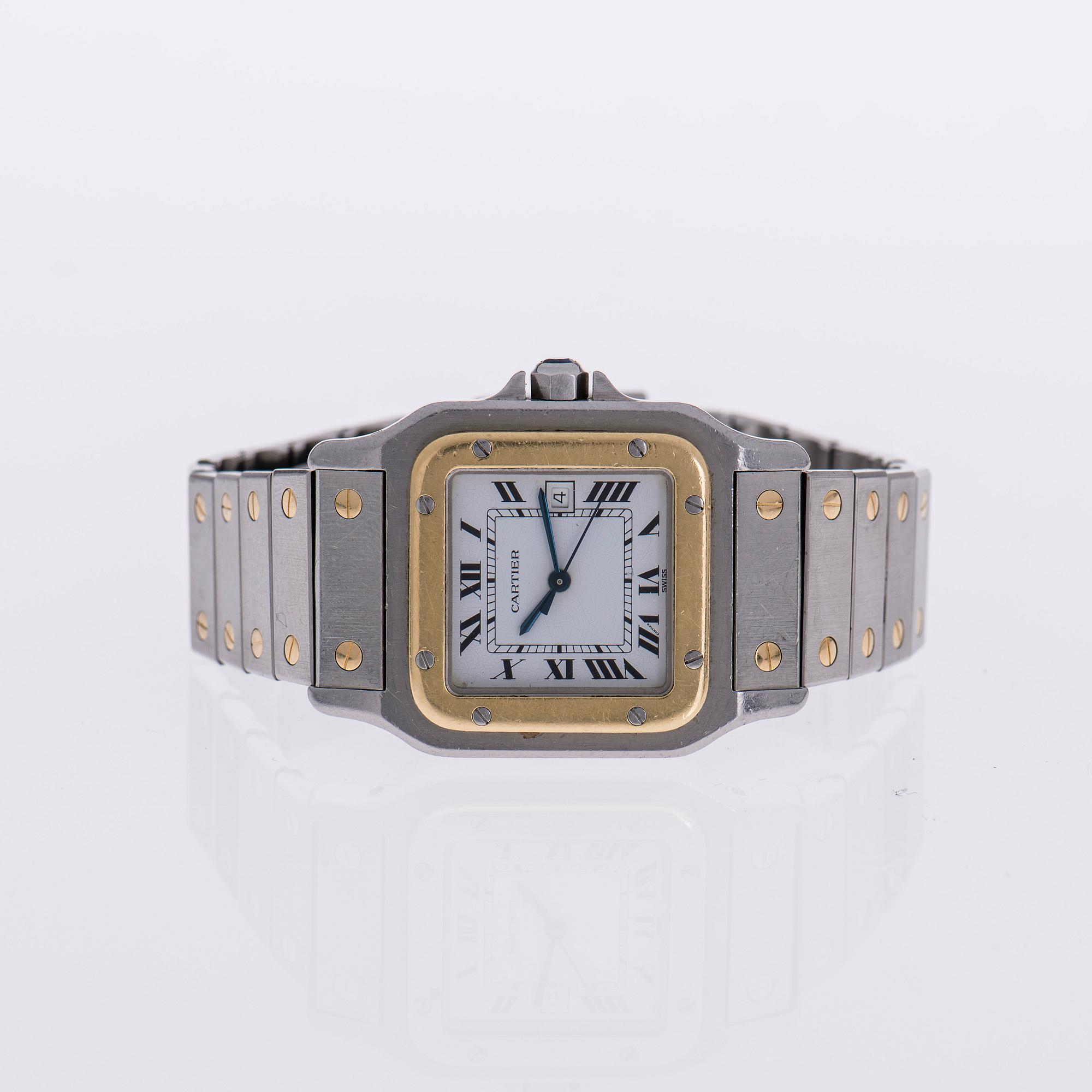ARMBANDSUR, herr, Cartier Santos, stål och guld, automat.