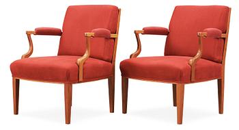 357. A pair of Josef Frank mahogany armchairs, Svenskt Tenn, model 969.