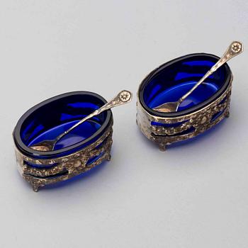 SALTKAR, ett par, silver, Gewe, 1952, gustaviansk stil.