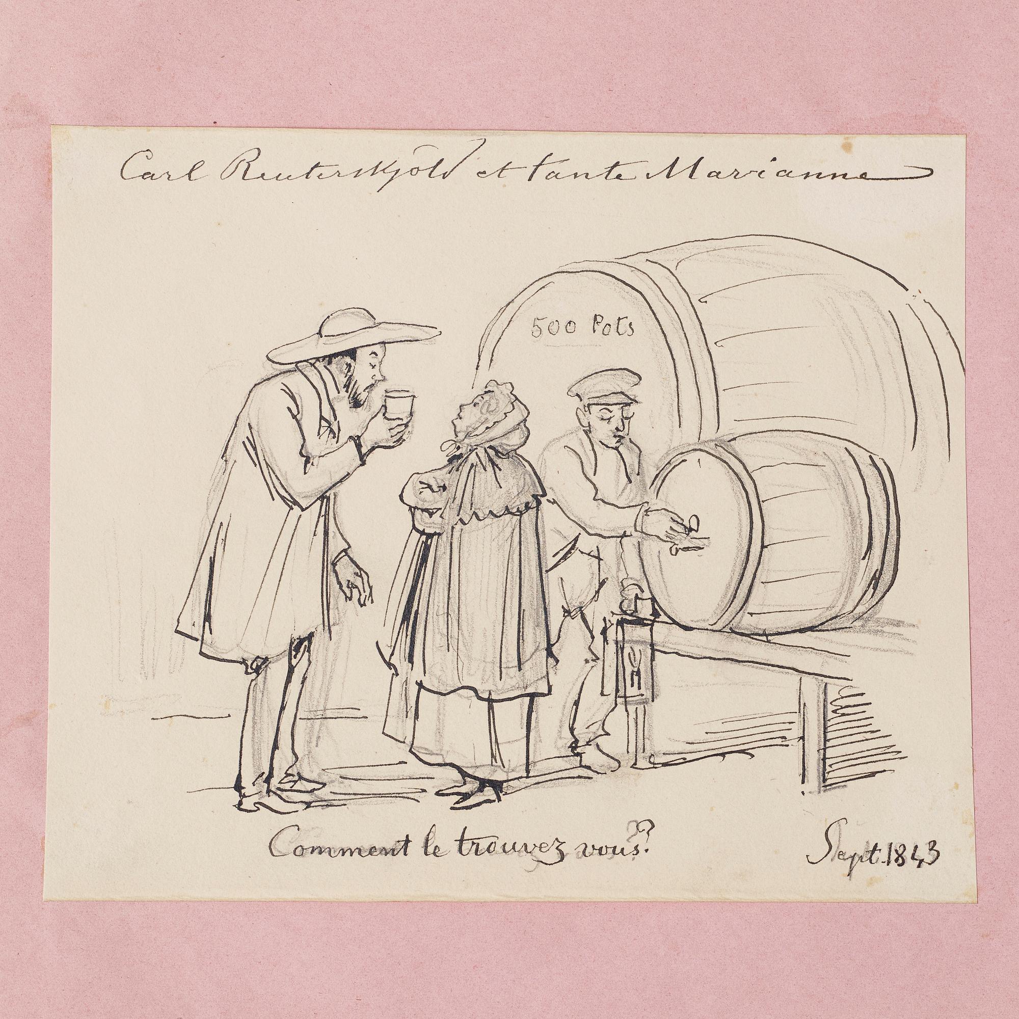 FRITZ VON DARDEL, teckning, osignerad, daterad sept 1843.