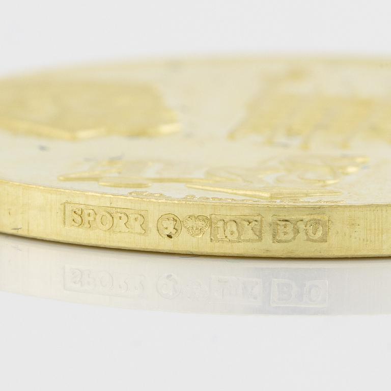 Guldmedalj samt miniatyr i guld, LM Ericson, 18K.