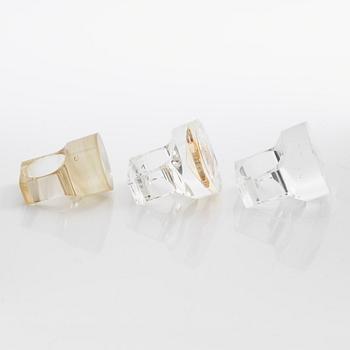 Siv Lagerström, tre ringar akrylplast, 1970-tal.