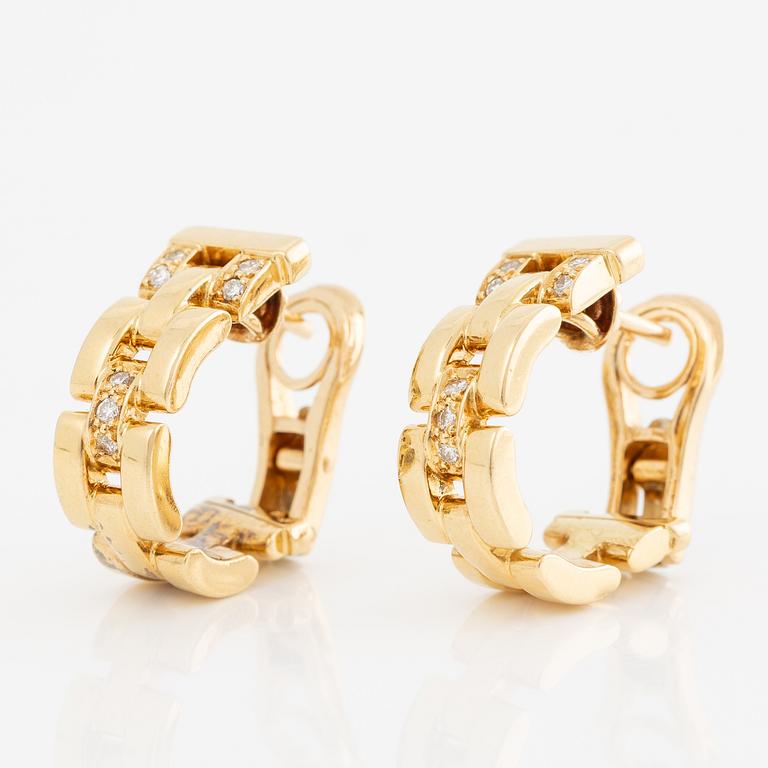 Cartier, earrings, 18K gold set with brilliant-cut diamonds.