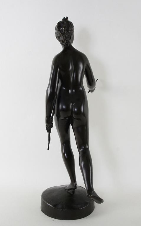 JEAN-ANTOINE HOUDON, efter, skulptur, patinerad brons.