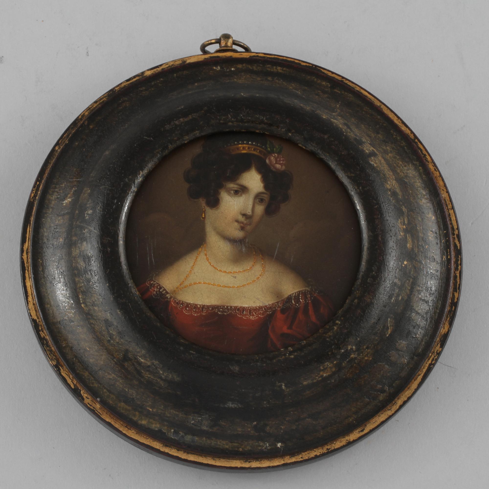 MINIATYR, olja på trä, 1800-talets första hälft.