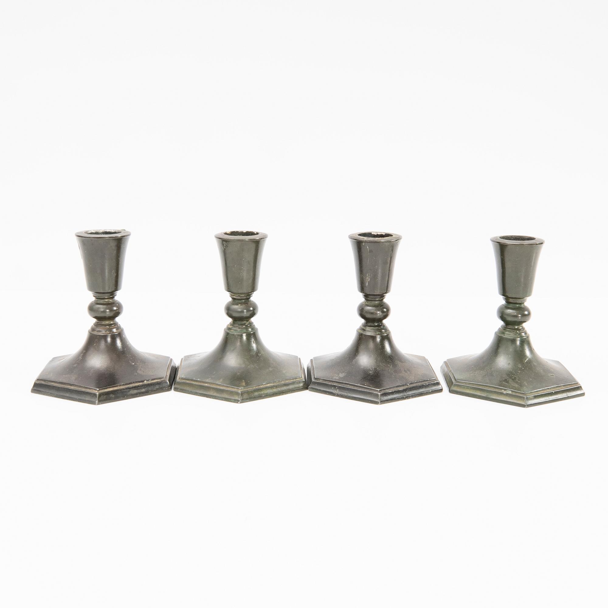 Just Andersen, Candle holders, 4 pcs, Denmark, first half of the 20th century.