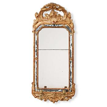 69. A Swedish Rococo two-light girandole mirror, 1700's.