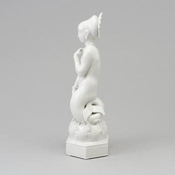 FIGURIN, porslin. "Sjöjungfru", Arno Malinowski, Royal Copenhagen, Danmark, 1960-tal.