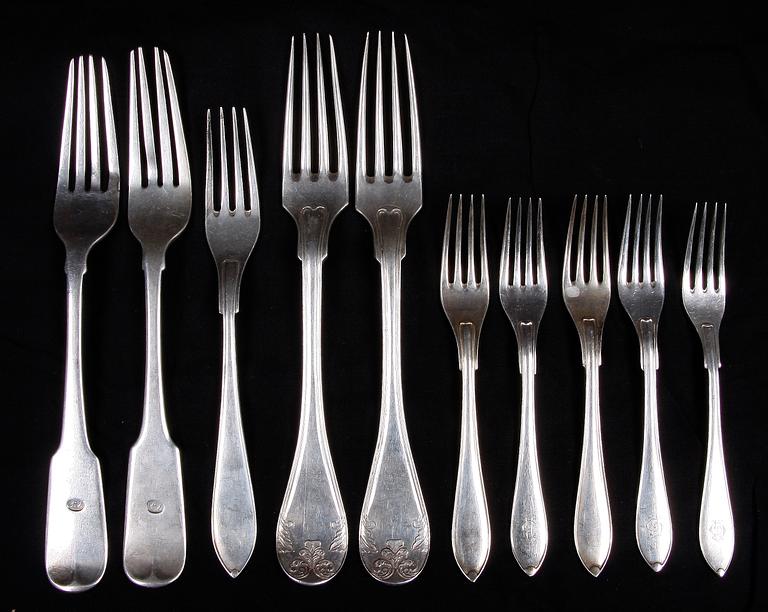 PARTI SILVER, ca 40 delar. Bla Georg Jensen. 1800/1900-tal.