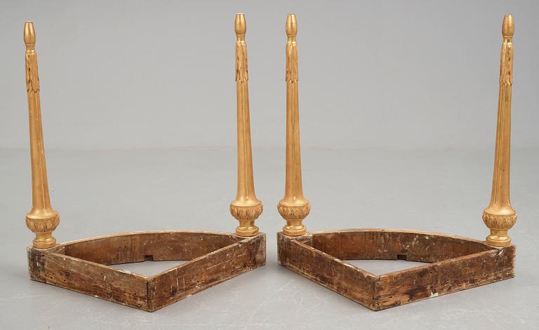 A pair of Gustavian late 18th century corner console tables.