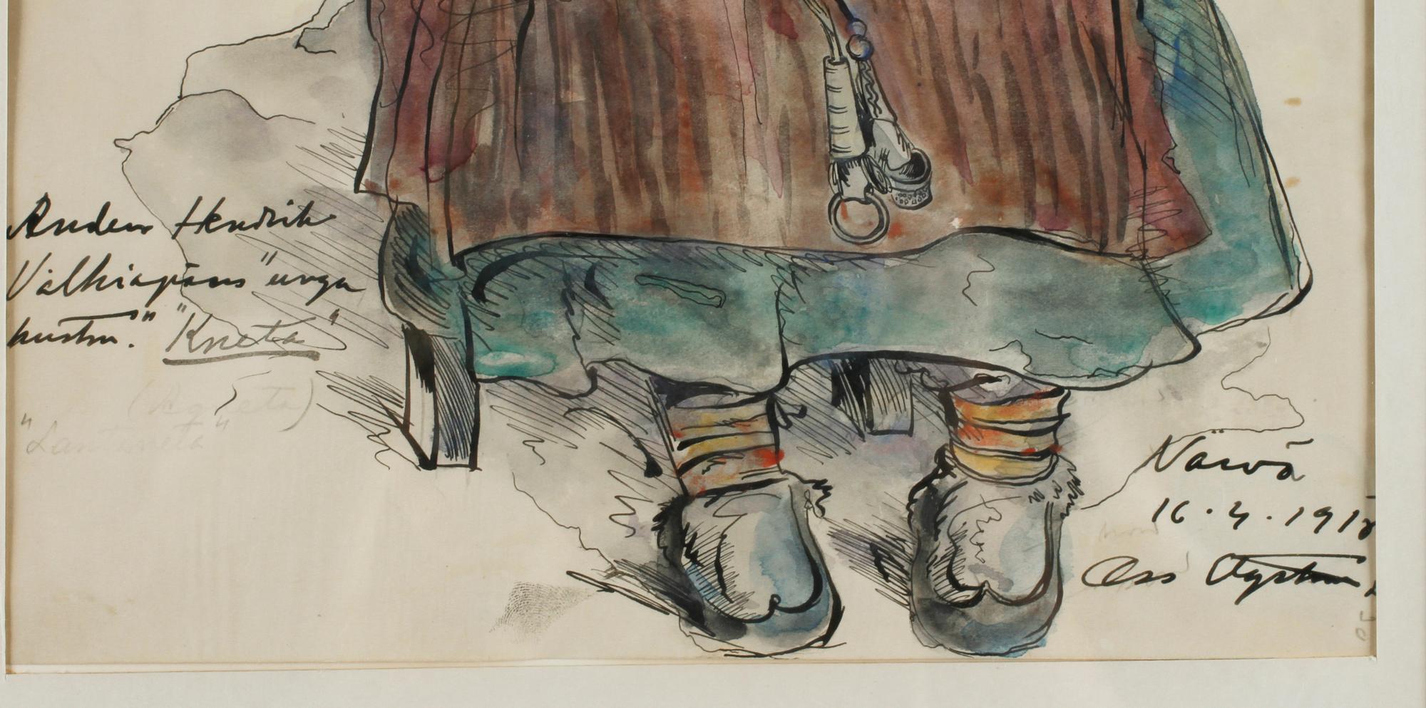OSSIAN ELGSTRÖM, blandteknik på papper, signerad och daterad 1918.