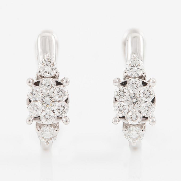 Earrings, 18K white gold set with brilliant-cut diamonds.