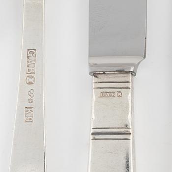 Jacob Ängman, 42 pieces of silver cutlery, 'Rosenholm', GAB, Stockholm/Eskilstuna, 1956-69.