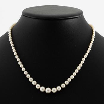 Collier med doserade odlade pärlor lås 18K vitguld med en diamant.