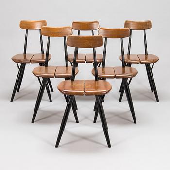 Ilmari Tapiovaara,  A set of six 1960's 'Pirkka' chairs, for Laukaan Puu.