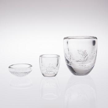 KAJ FRANCK, SKÅLAR, 3 st, glas, signerade K. Franck Iittala.