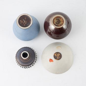 Carl-Harry Stålhane and Gunnar Nylund, eight miniature stoneware vases and bowls, Rörstrand, Sweden.