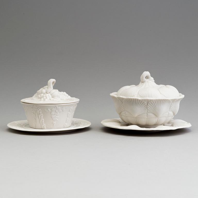 TWO BUTTER BOWLS, Gustafsberg, second half of the 19th century.