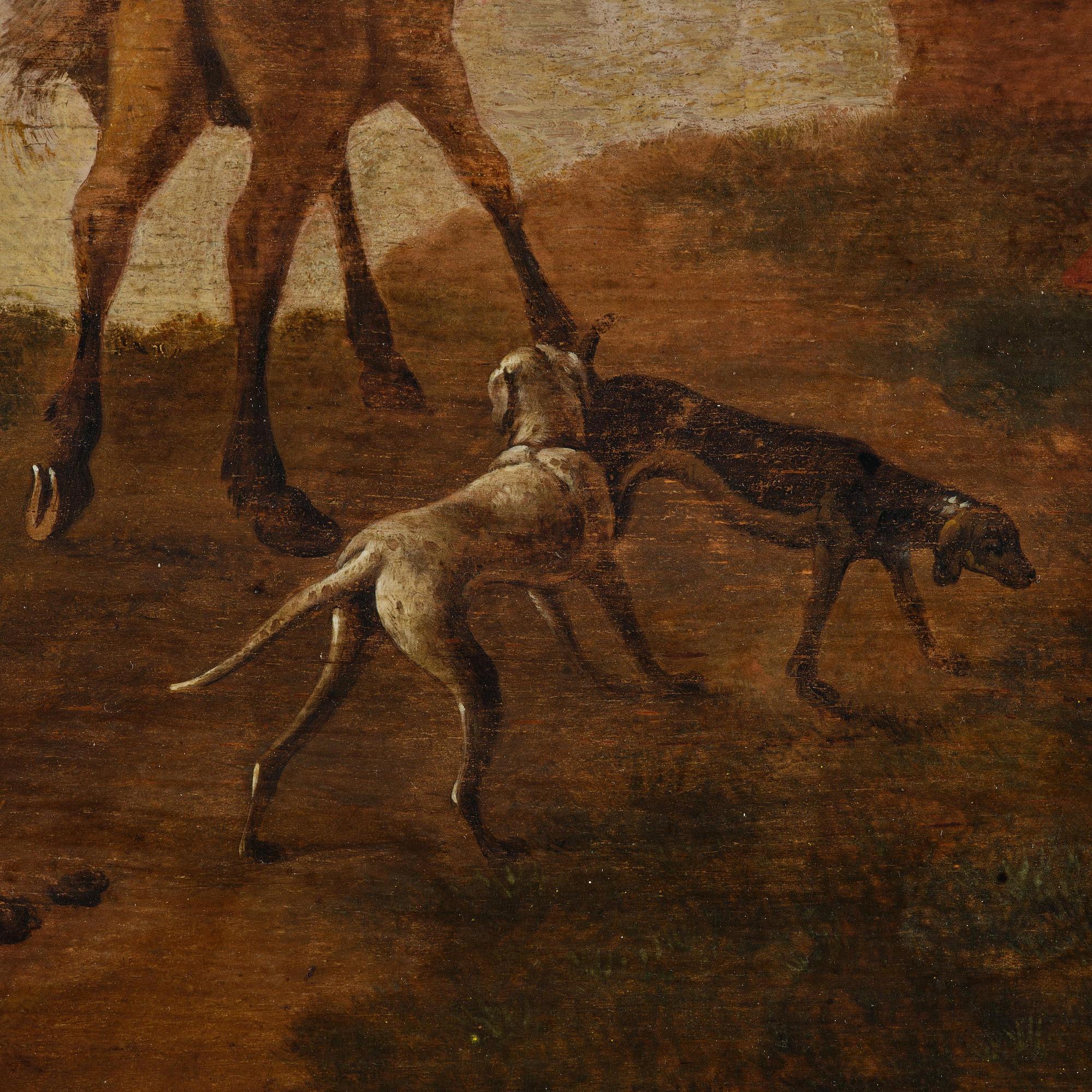 Aelbert Cuyp, circle of, Riding party at a farmhouse.