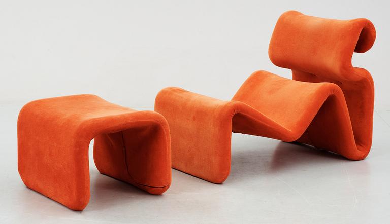 A Jan Ekselius 'Etcetera' or 'Jan' easy chair with ottoman. JO Carlsson  1970's.