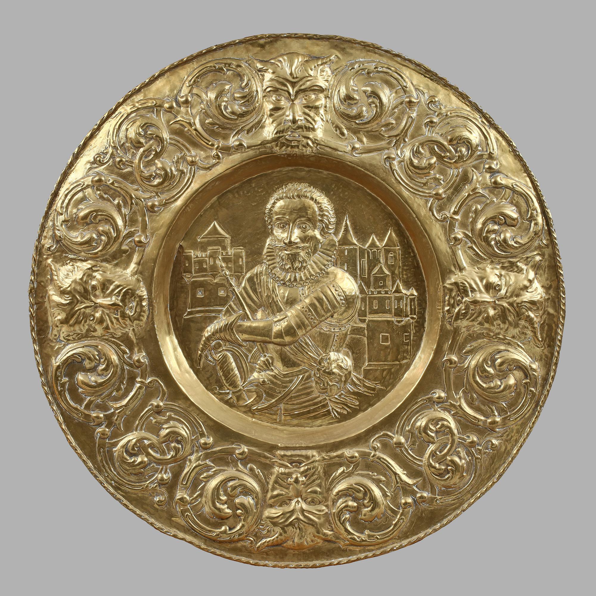 VÄGGPLÅT, metall, barockstil, 1900-talets första hälft.