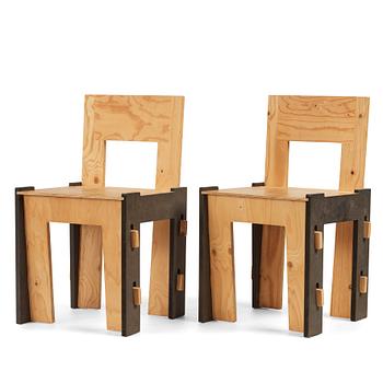 52. Woytek Weidne och Caroline Axell, a pair of "POP_UP CHAIRS", executed in an edition of 60 by Martin Altwegg 2014.