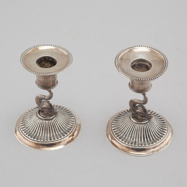 a pair of silver candlesticks, Stockholm, 1814.