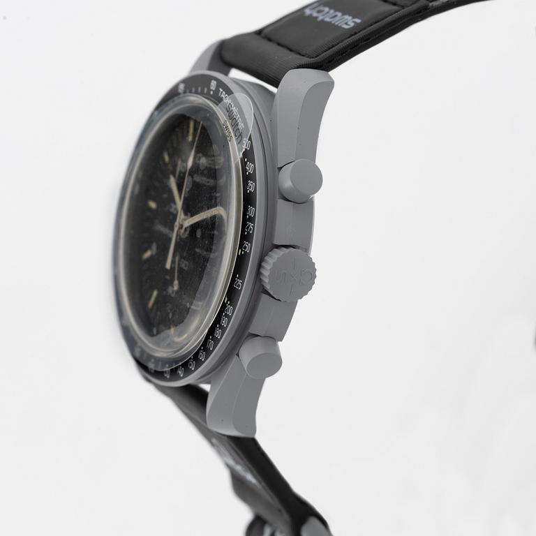 Swatch/Omega, MoonSwatch, Mission to the Moon, chronograph, wristwatch, 42 mm.