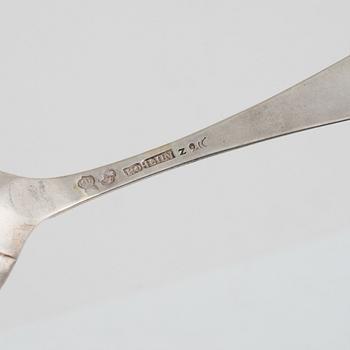 Six spoons and two forks, silver, Sweden, 18th-19th century.