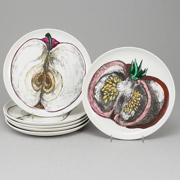 FORNASETTI, eight 'Sezioni di Frutta' ceramic plates, Milan, Italy, 1950's.