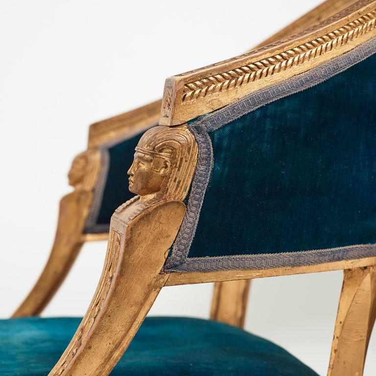 A pair of late Gustavian armchairs by Ephraim Ståhl (master in Stockholm 1794-1820).