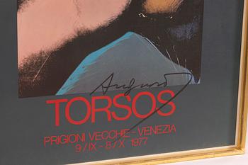Andy Warhol, After, “Torsos”, exhibition poster, Prigioni Vecchie – Venice, 1977.