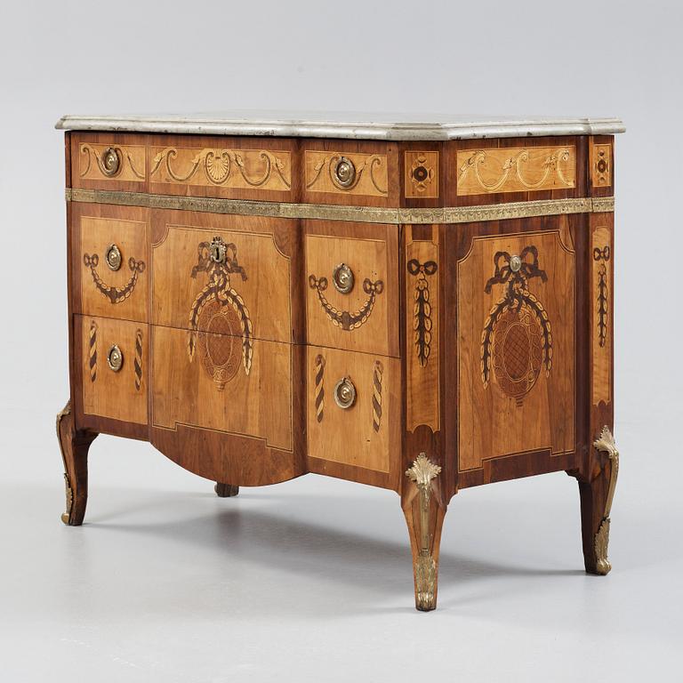 A Gustavian late 18th century commode attributed to J. Hultsten, master 1773.