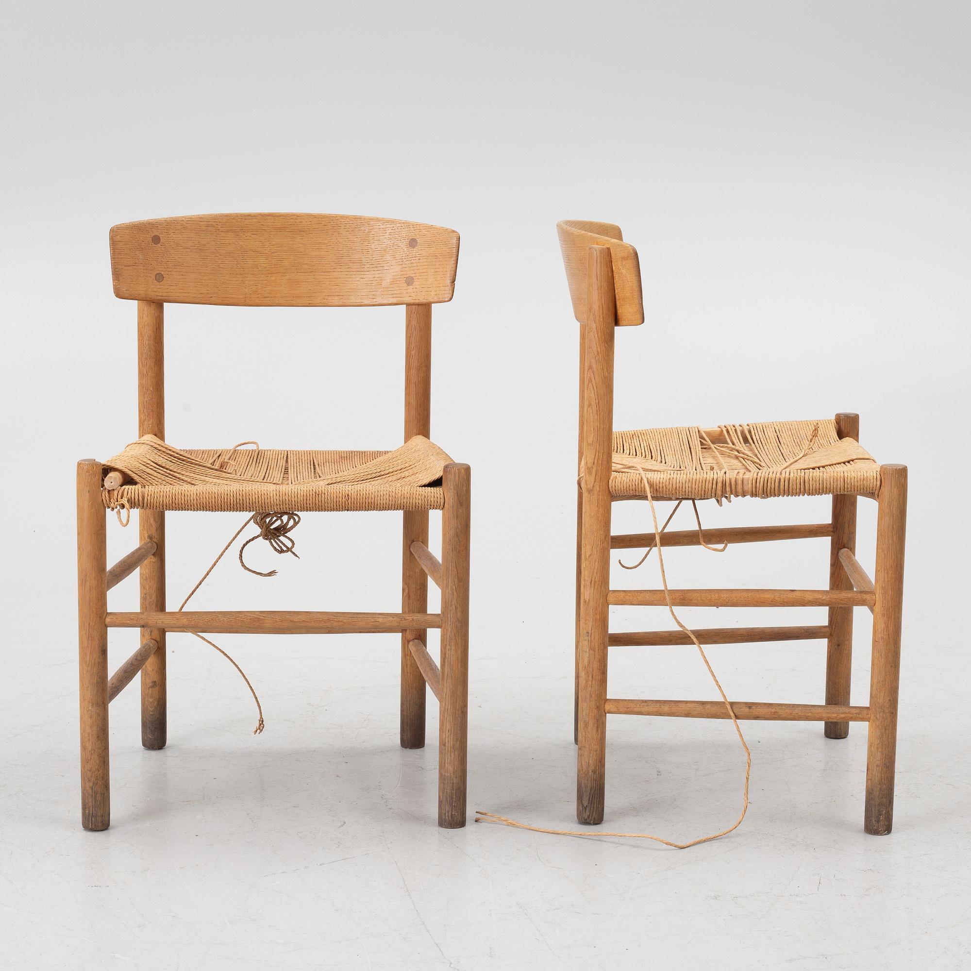 Børge Mogensen, 4 chairs, model J39. Fredericia Furniture Factory, Denmark.
