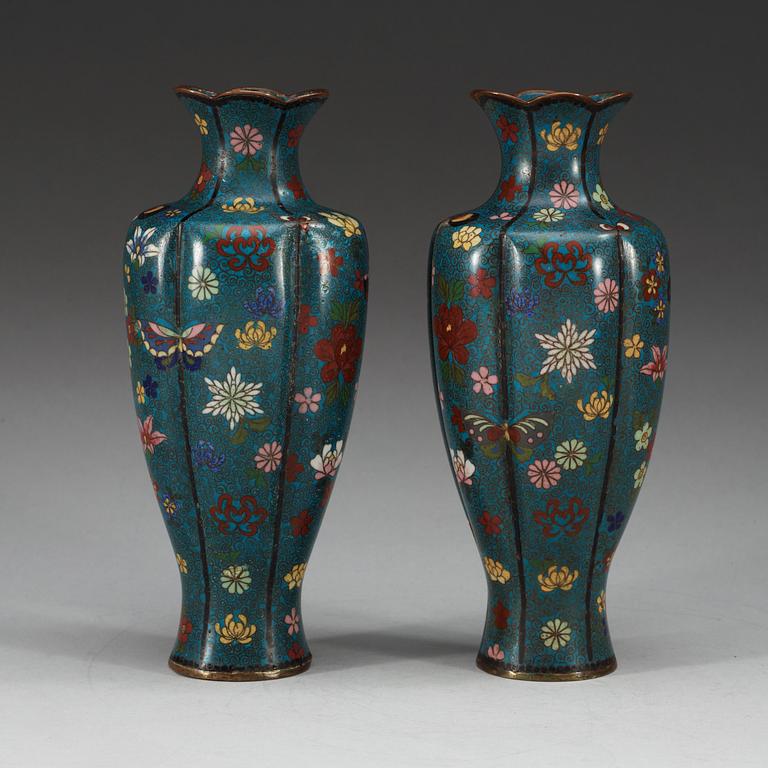 A pair of cloisonné vases, second half of 19th Century.