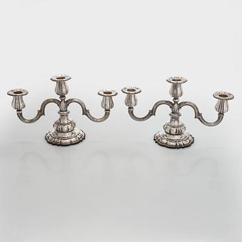 Carl M. Cohr, a pair of silver candelabra, Fredericia, Denmark, 1940.
