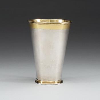 A Baltic early 18th century parcel-gilt beaker, makers mark of Reinhold Schröder (1683-1710), Reval.