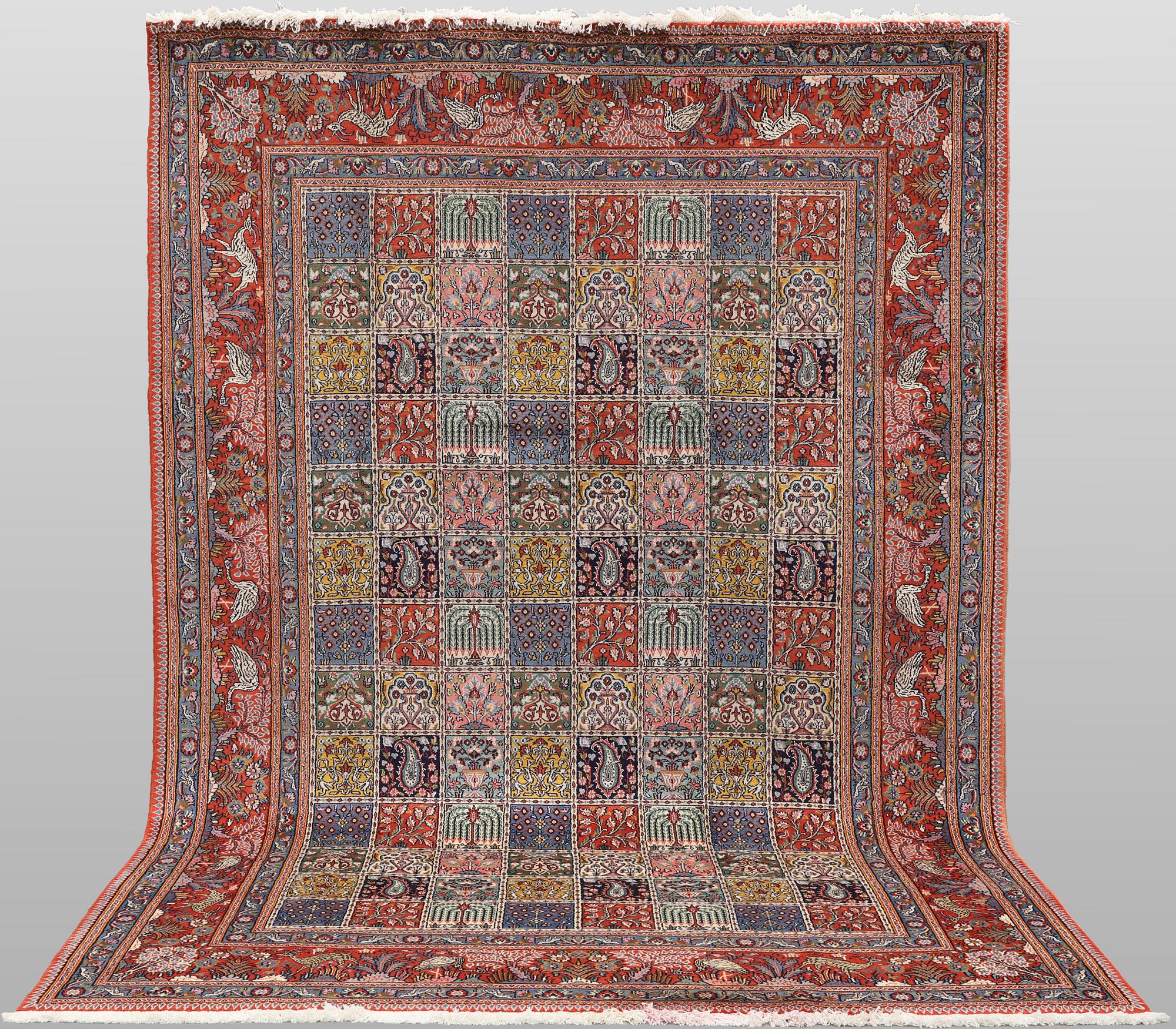 A Moud part silk carpet, 298 x 199 cm.