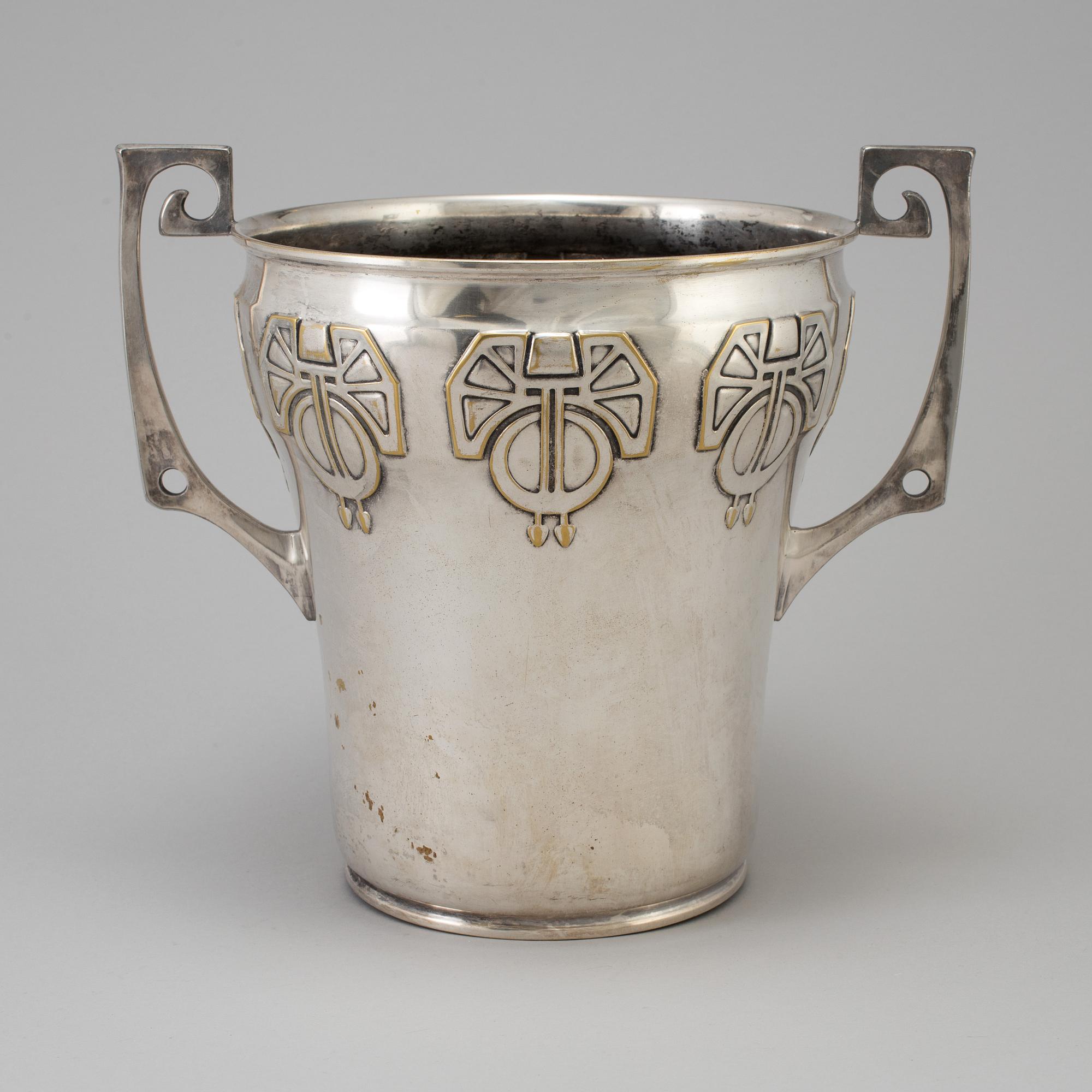 A silver plated art nouveau wine cooler early 20th century.