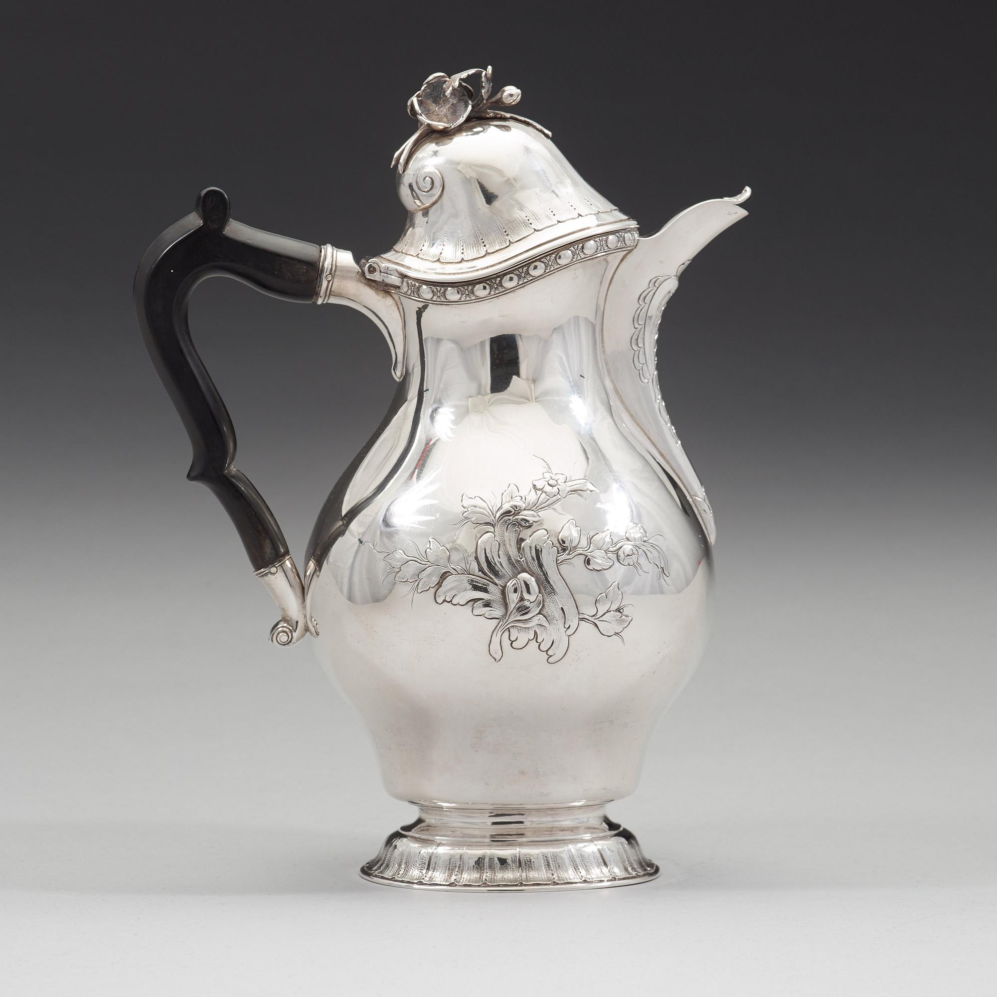 A Swedish 18th century silver coffee-pot, mark of Johan Schvart, Karlskrona 1780.