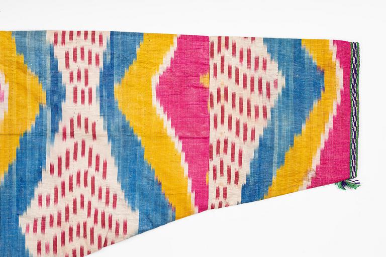 A woman’s Chapan, silk and cotton Ikat, Central Asia, 1880s.
