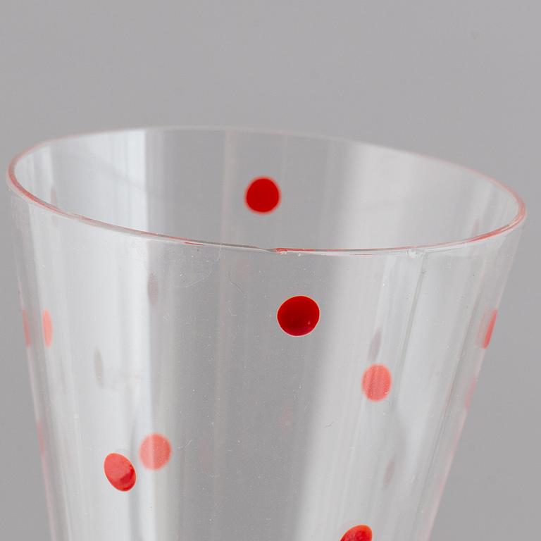 Anne Nilsson,  a set of10 glasses and decanter, "Clown", Orrefors.